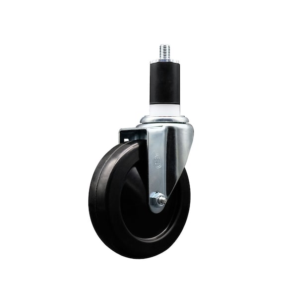 5'' SS Soft Rubber Wheel Swivel 1-1/2'' Expanding Stem Caster